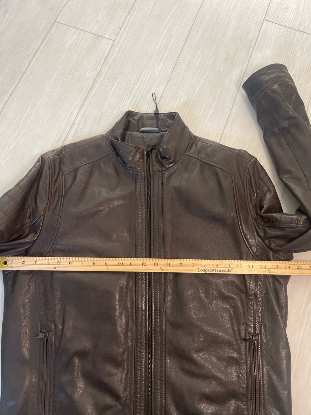 Hugo Boss leather jacket moto full zip - Picture 11 of 13